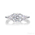 18k White Gold Moissanite 3 Stone Cushion Cut Engagement